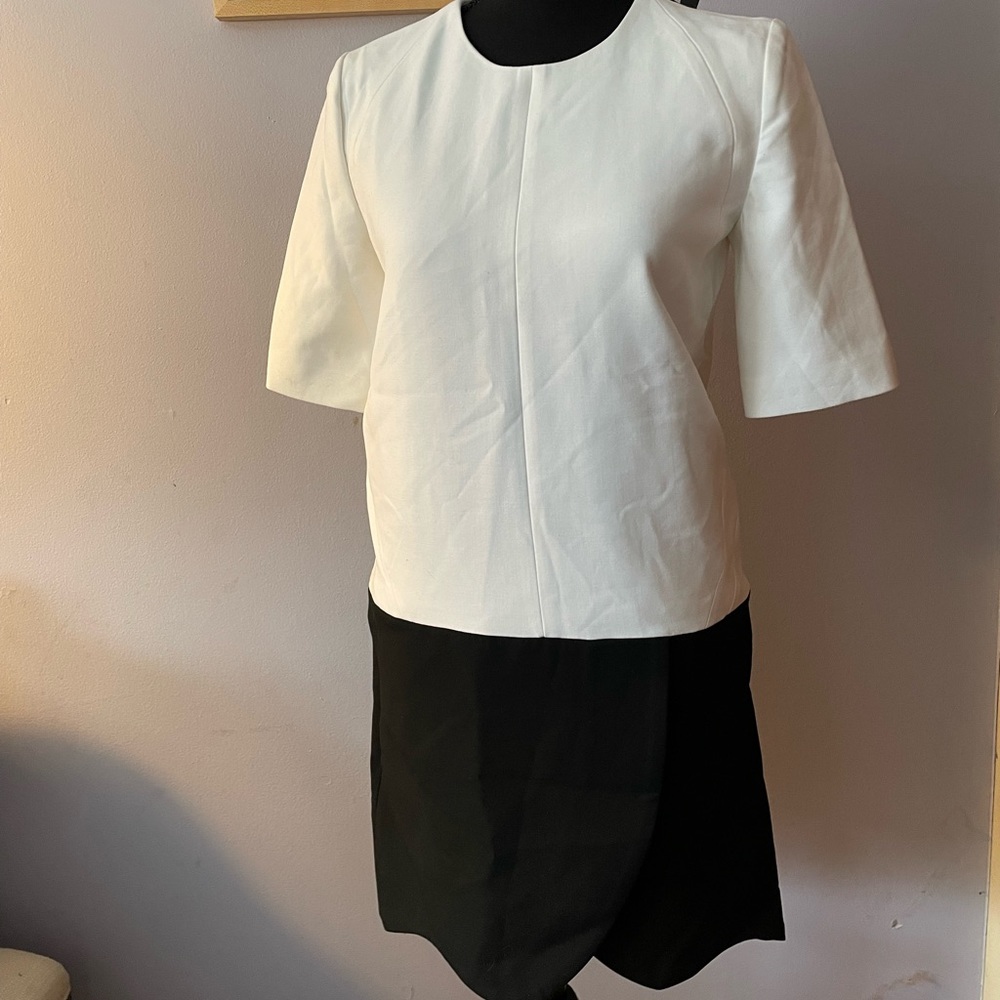 The Kooples black and white shift dress. Size small but seems oversized.